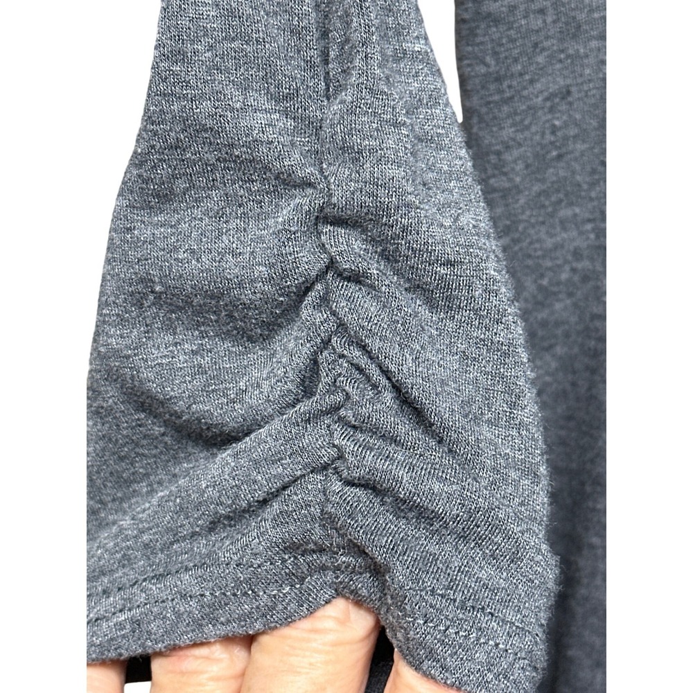IZ Byer Women's Grey Black Cardigan Tank Top Set 3/4 Sleeve Ruched Size Small - Picture 7 of 9